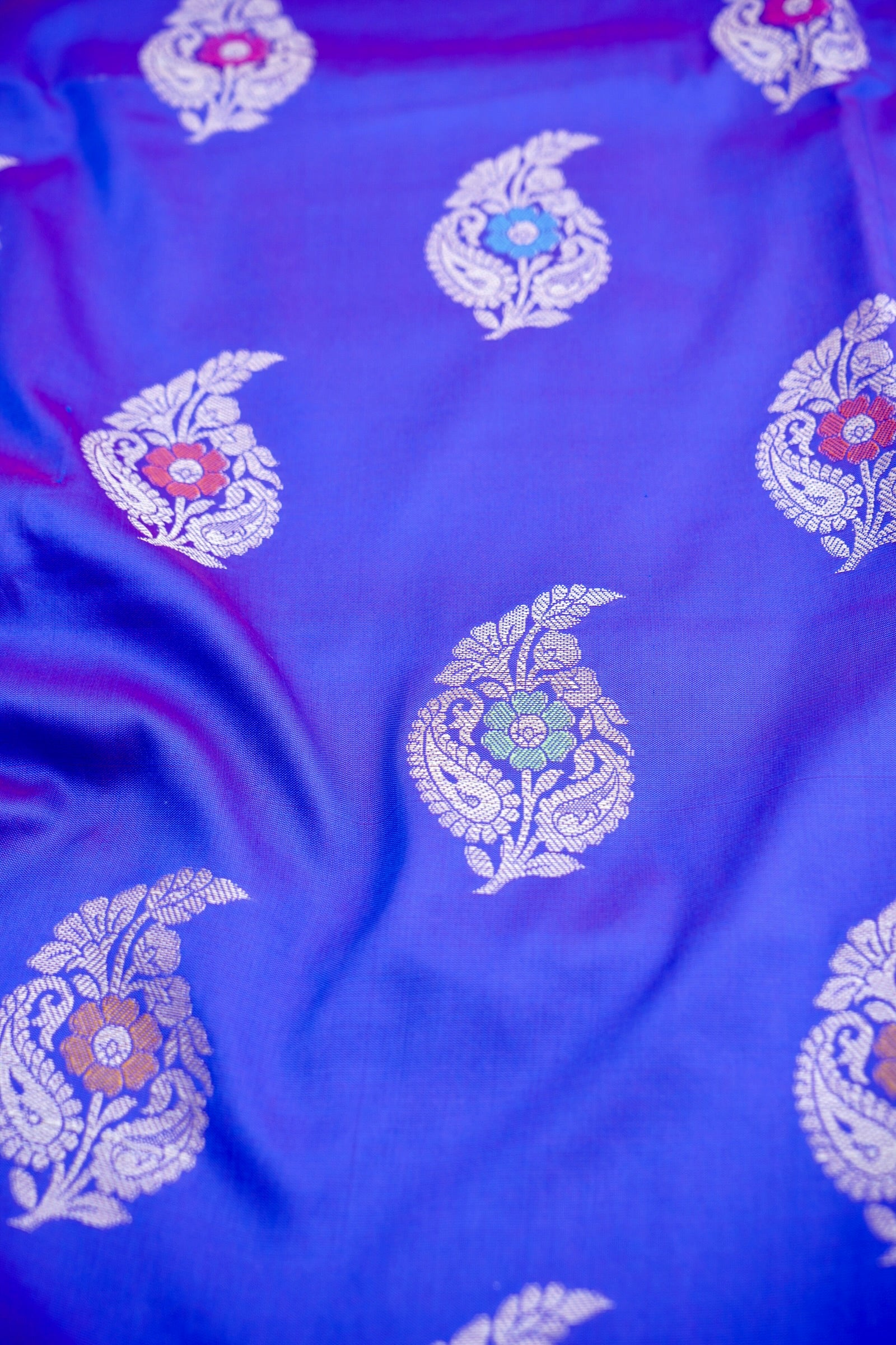 Lapis Blue Butidar Banarasi Saree with Meenakari