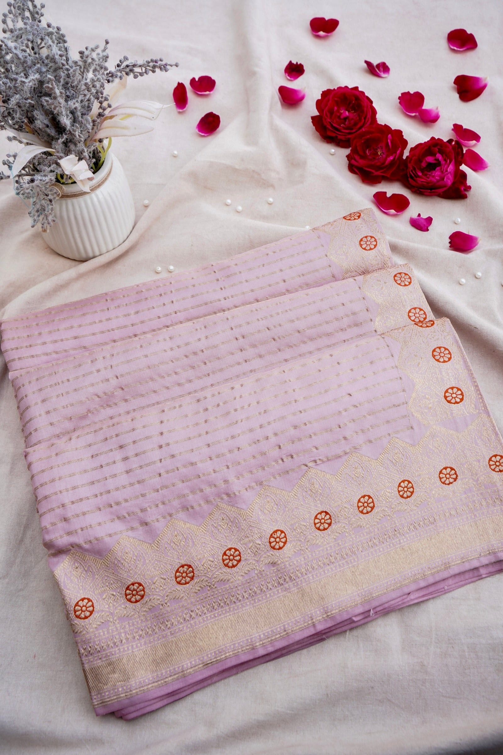 Pink Handwoven Pure Kataan Silk Banarasi Saree