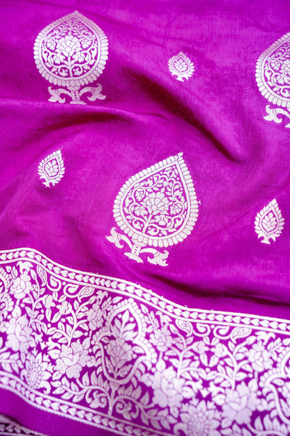 Purple Tanchoi Allover Butis Semi Silk Banarasi Saree
