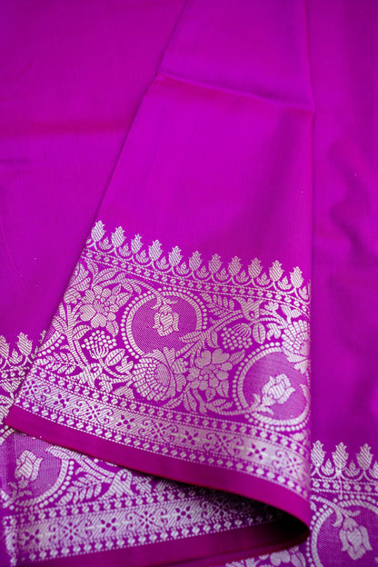 Purple Plain Silk Saree with Border and Pallu