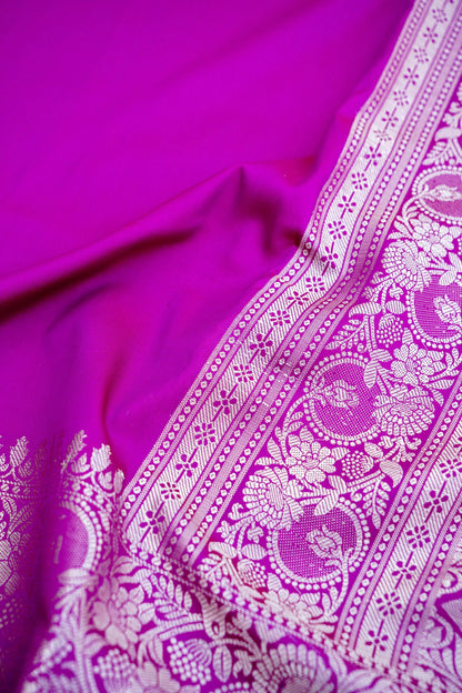 Purple Plain Silk Saree with Border and Pallu