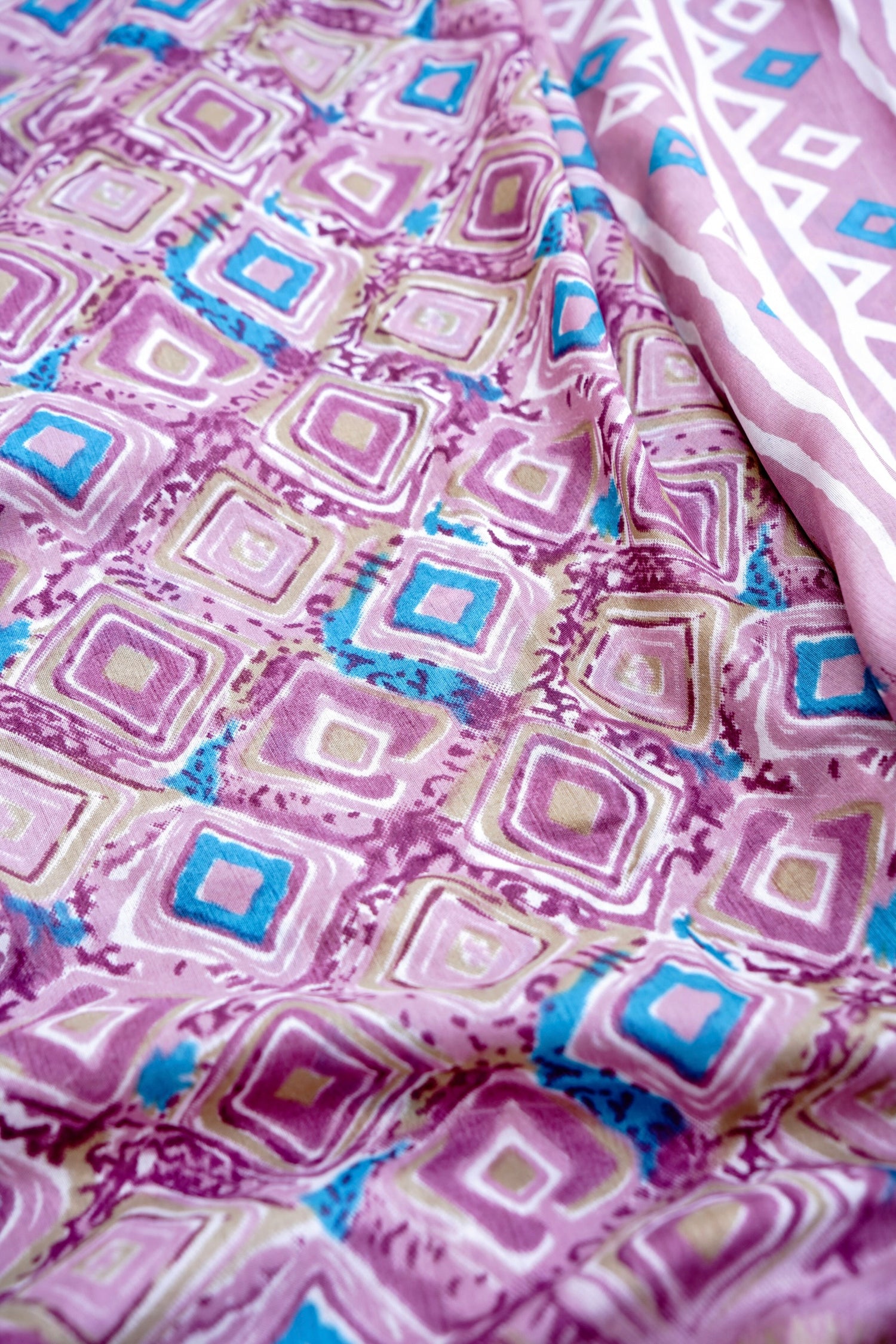 Pink Chanderi Cotton Silk Floral Digital Print Banarasi Saree