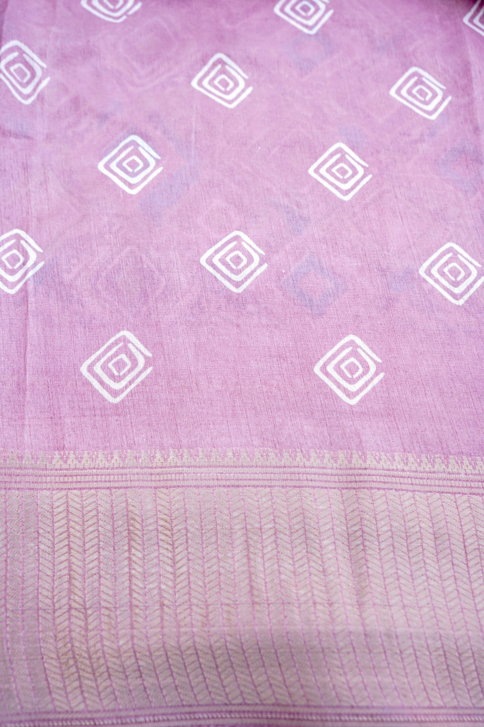 Pink Chanderi Cotton Silk Floral Digital Print Banarasi Saree