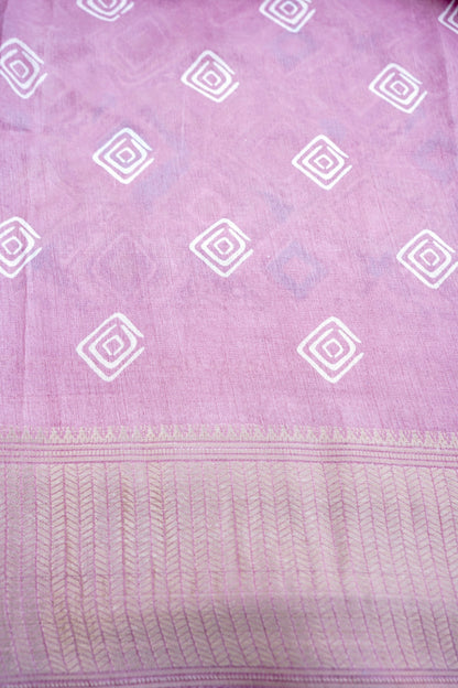 Pink Chanderi Cotton Silk Floral Digital Print Banarasi Saree