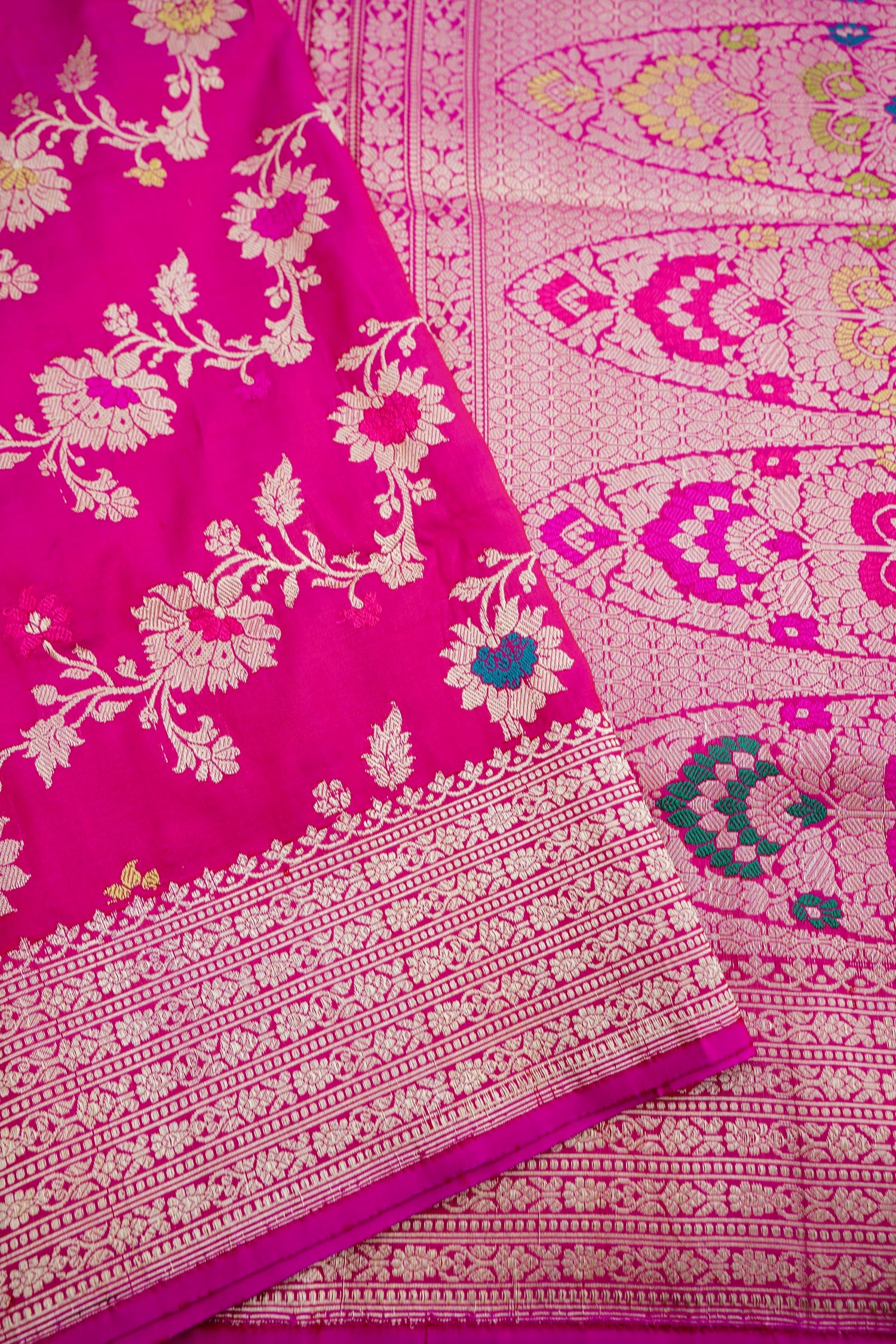 Pink Handwoven Banarasi Jangla Pure Silk Saree