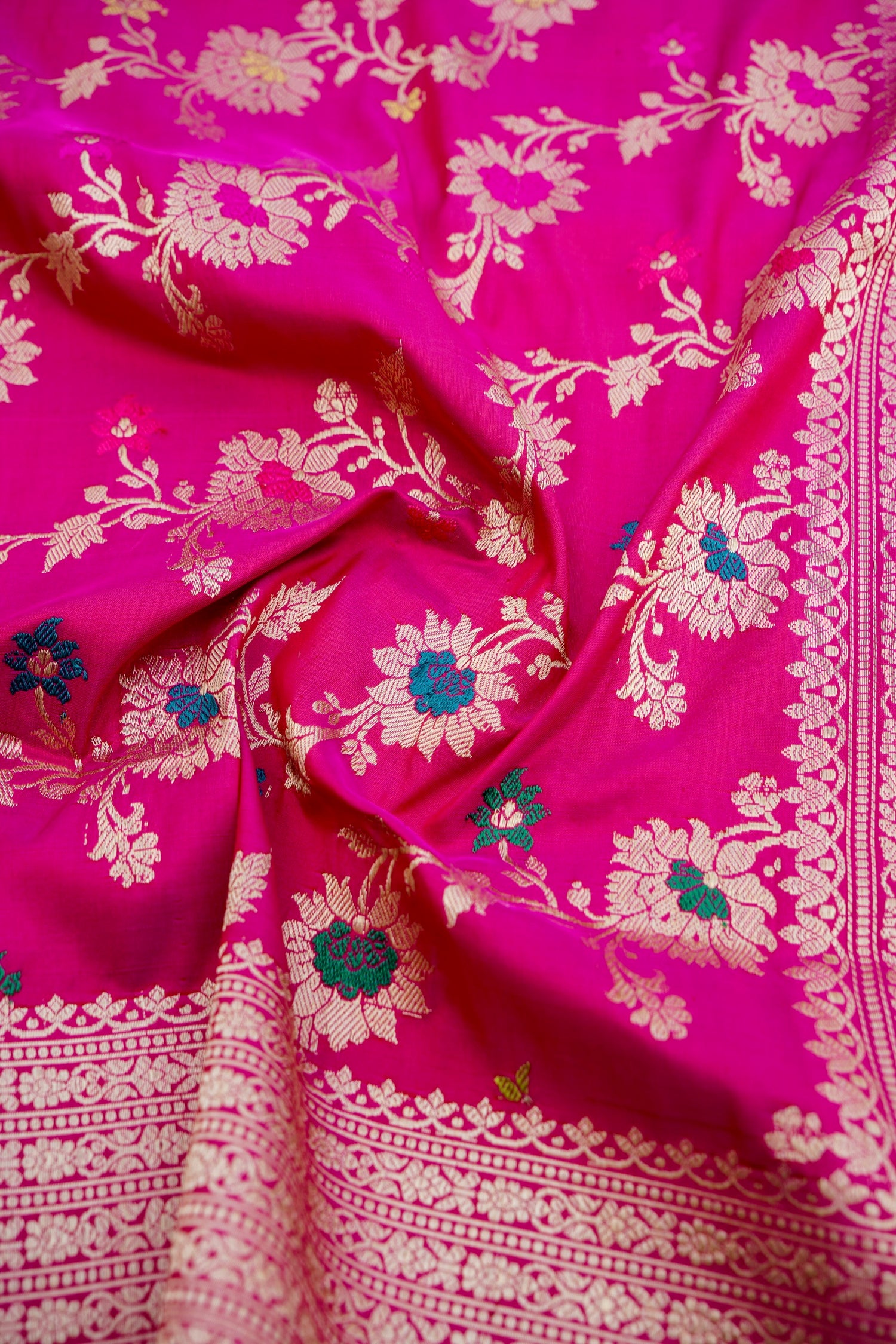 Pink Handwoven Banarasi Jangla Pure Silk Saree