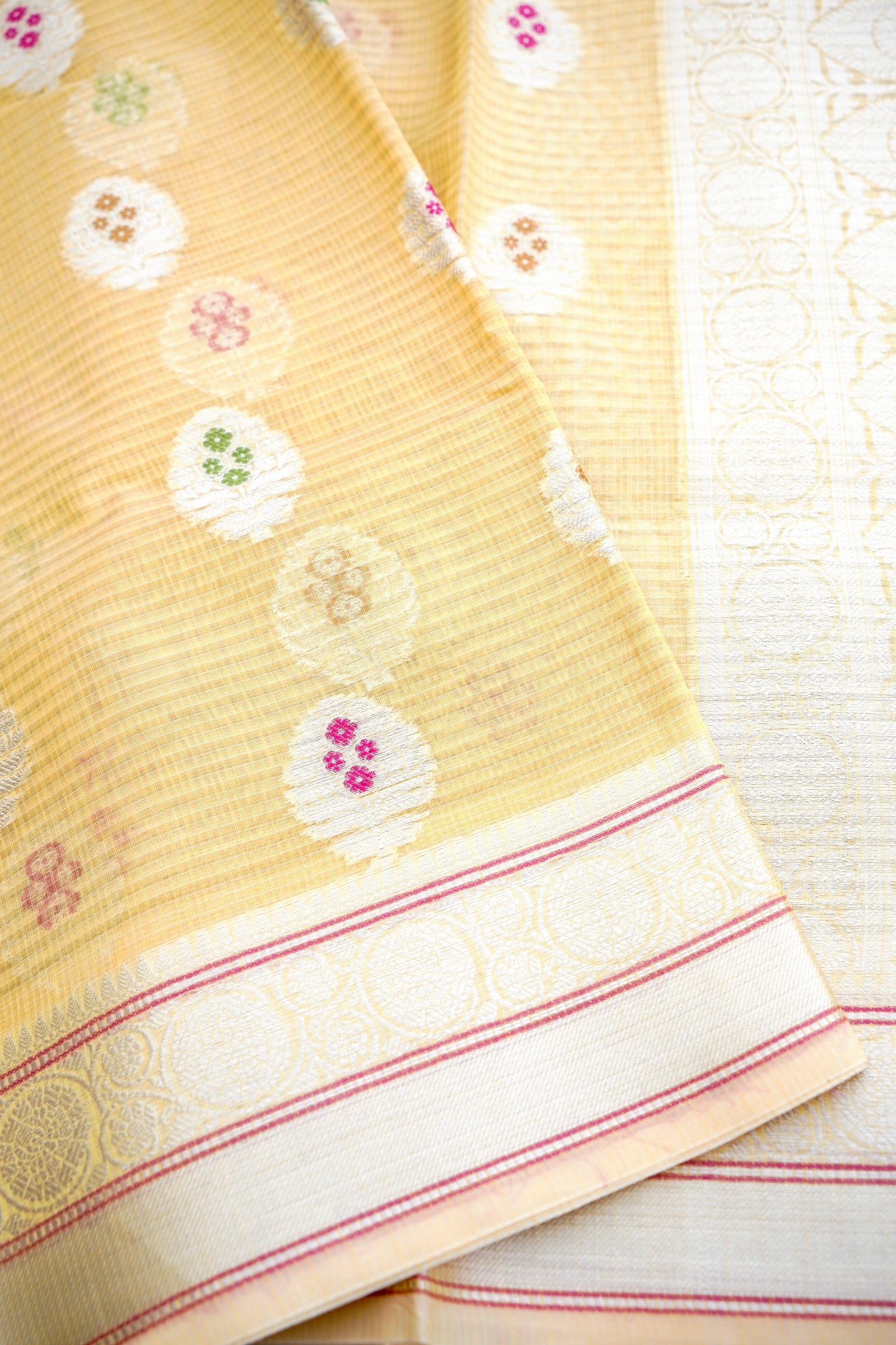 Kota Silk Yellow Buta Woven Banarasi Saree