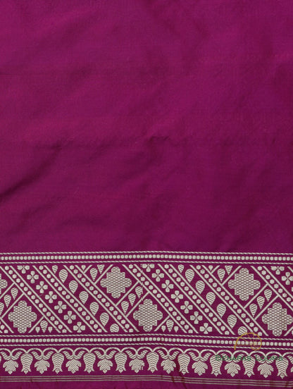 Wine Handloom Pure Kataan Silk Kadhua Jangla Banarasi Saree