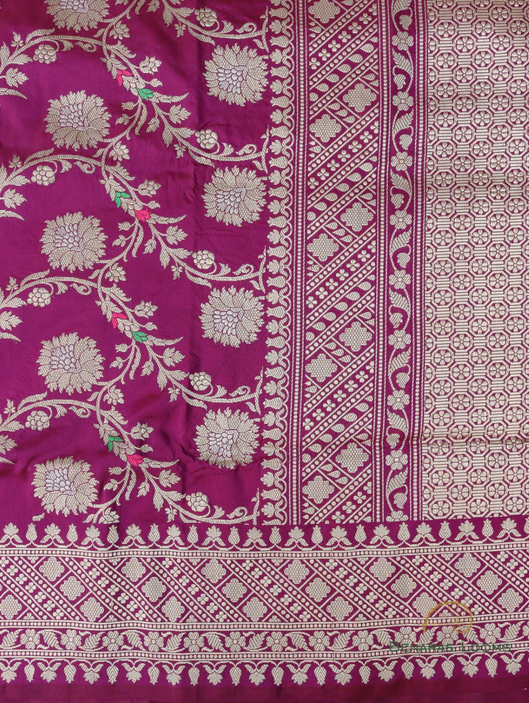 Wine Handloom Pure Kataan Silk Kadhua Jangla Banarasi Saree