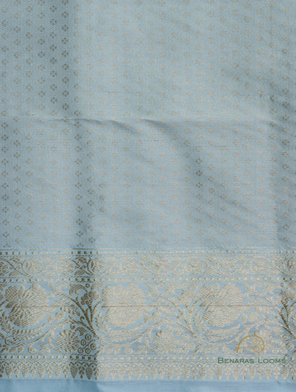 Sky Blue Handloom Kataan Silk Kadhua Jangla Banarasi Saree
