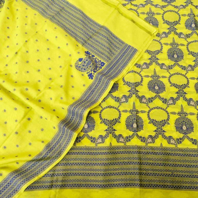 Light Green Cotton Silk Banarasi Unstitched Suit Fabric