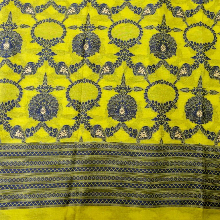 Light Green Cotton Silk Banarasi Unstitched Suit Fabric