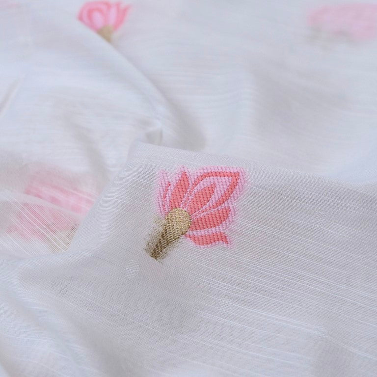 Ivory Cotton Silk Banarasi Unstitched Suit Fabric