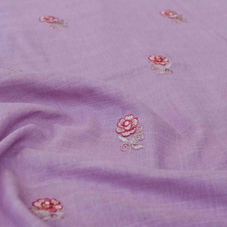 Lilac Linen Silk Embroidered Unstitched Suit Fabric