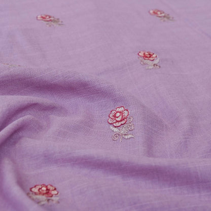 Lilac Linen Silk Printed Unstitched Suit Fabric