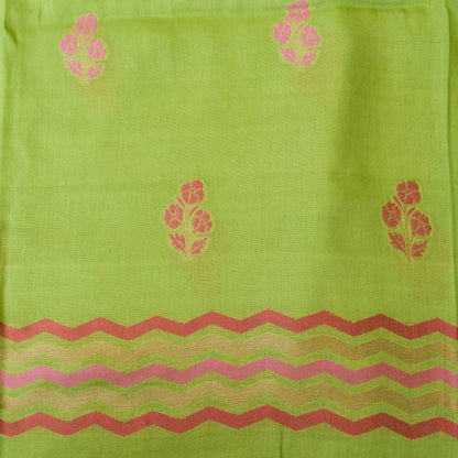 Green Cotton Silk Banarasi Unstitched Suit Fabric