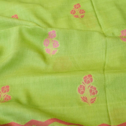 Green Cotton Silk Banarasi Unstitched Suit Fabric