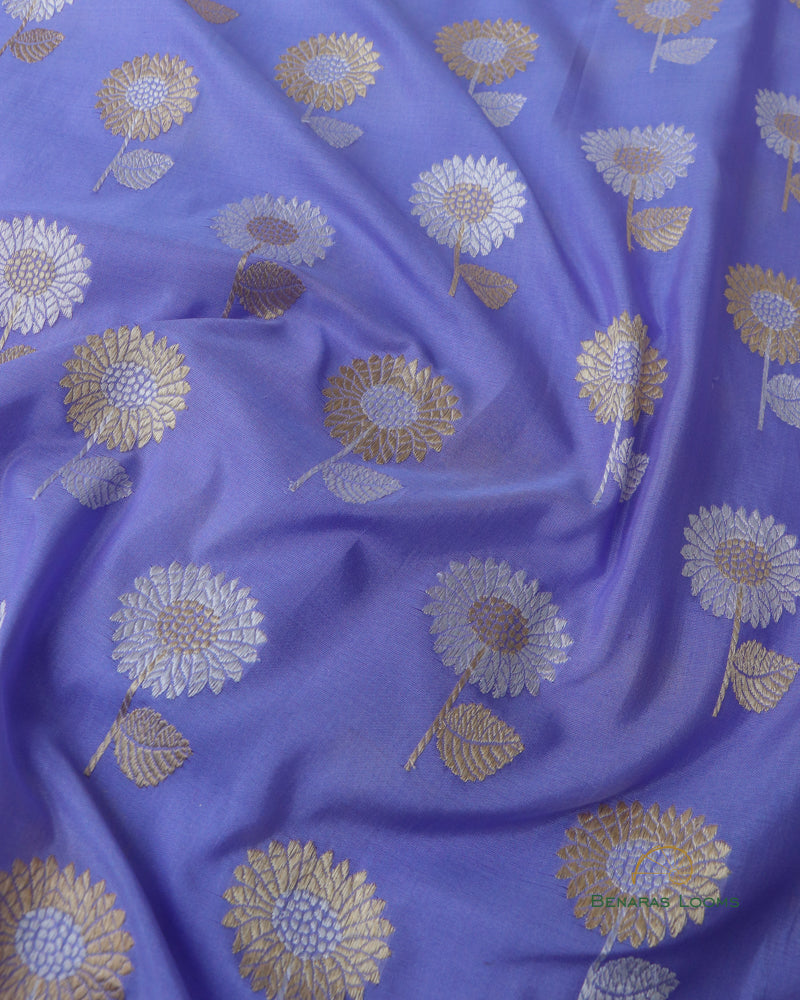 Periwinkle Handloom Kataan Kadhua Banarasi Saree