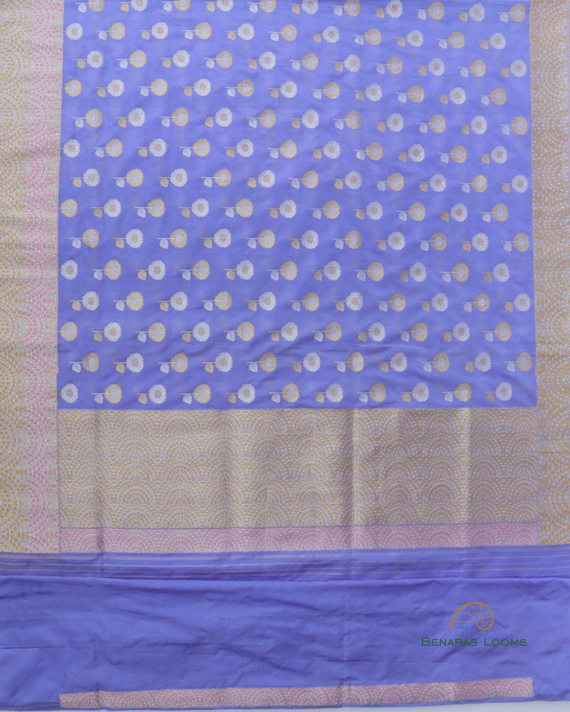 Periwinkle Handloom Kataan Kadhua Banarasi Saree