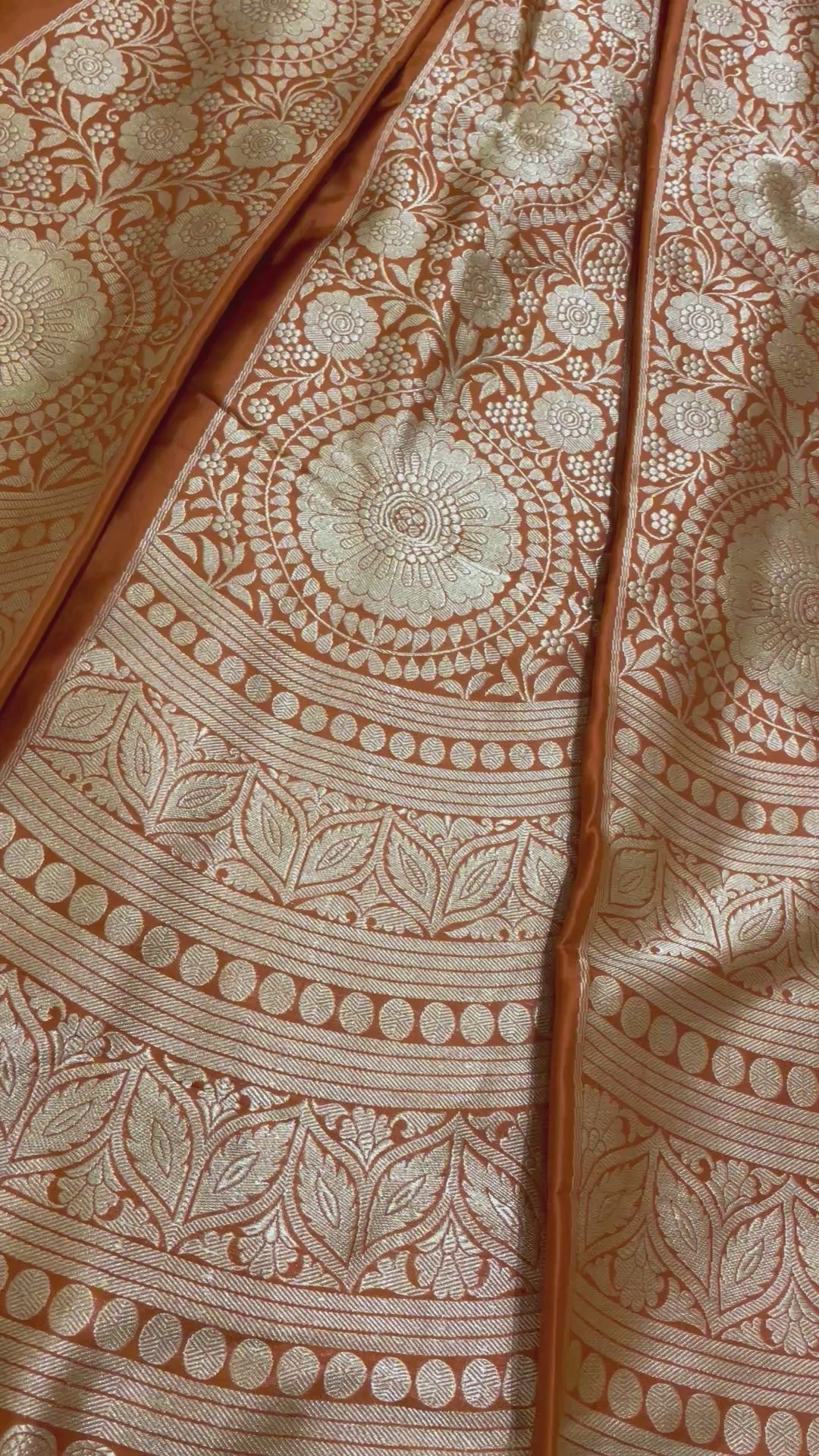 Mandala Rust Handwoven Pure Silk Banarasi Lehenga