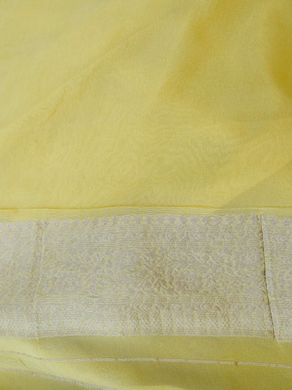 Yellow Georgette Silk Buti Banarasi Saree