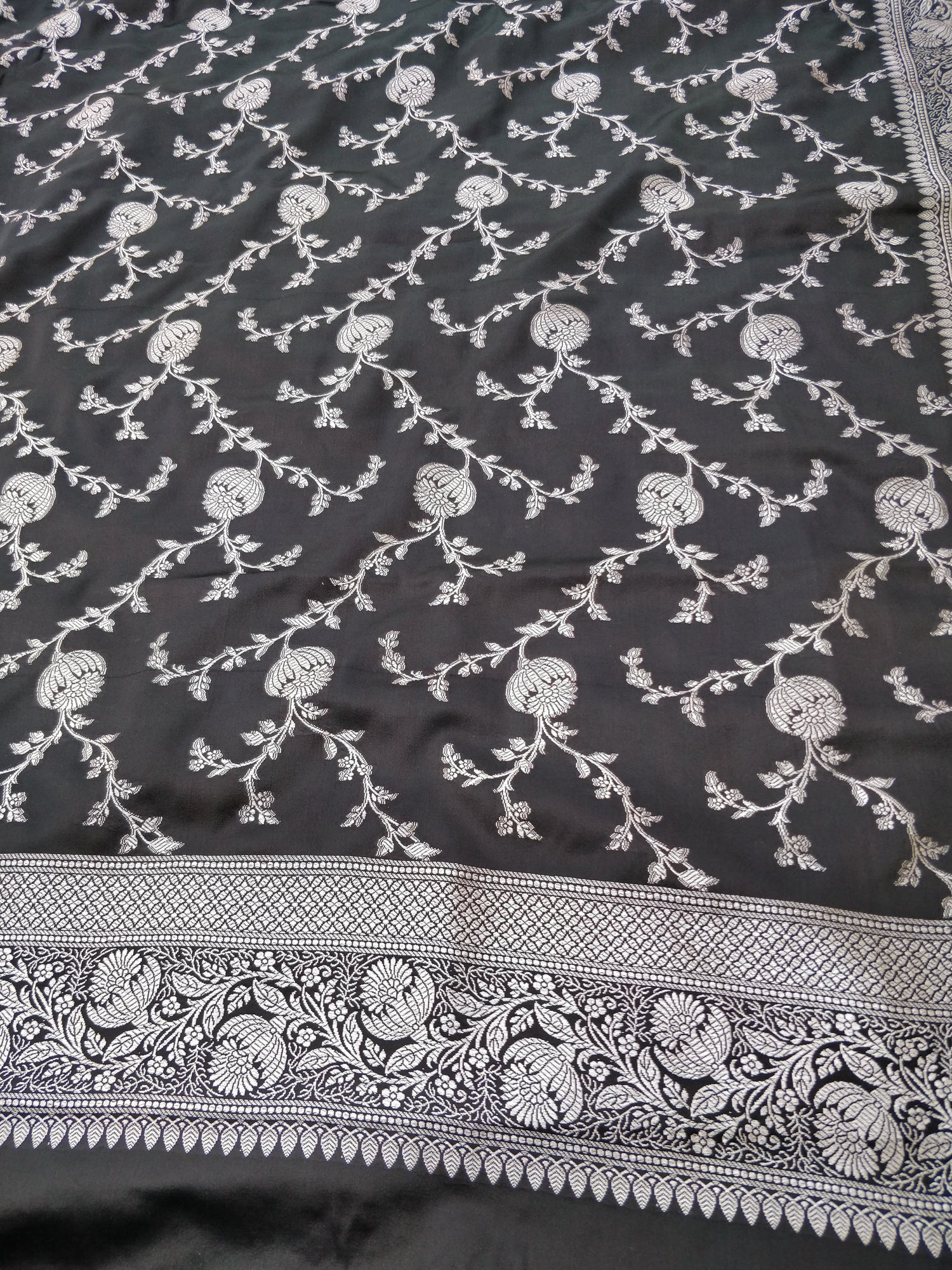 Black Mashru Silk Banarasi Unstitched Suit Set