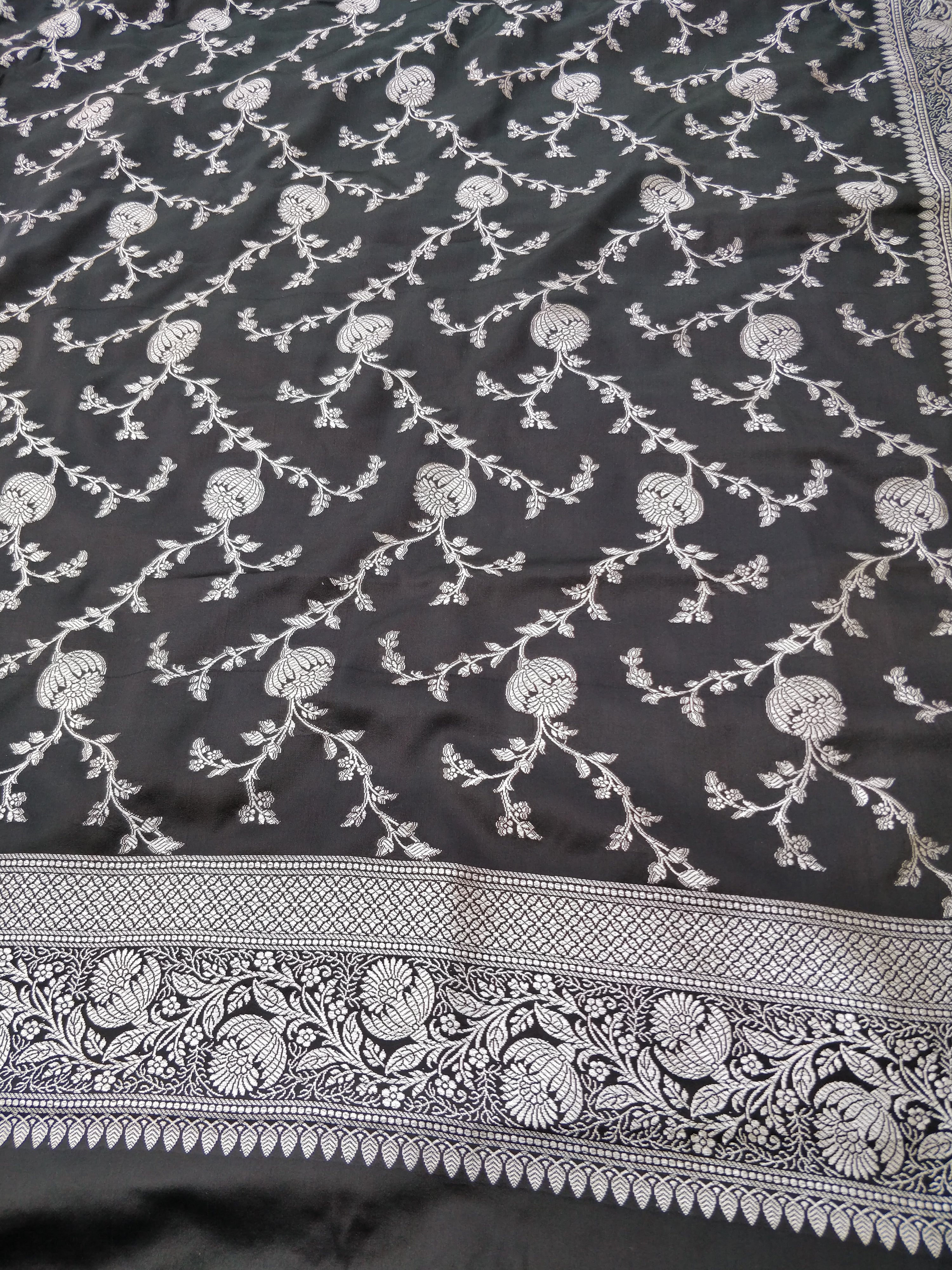 Black Mashru Silk Banarasi Unstitched Suit Set