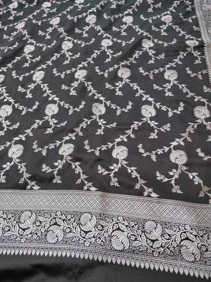 Black Mashru Silk Banarasi Unstitched Suit Set
