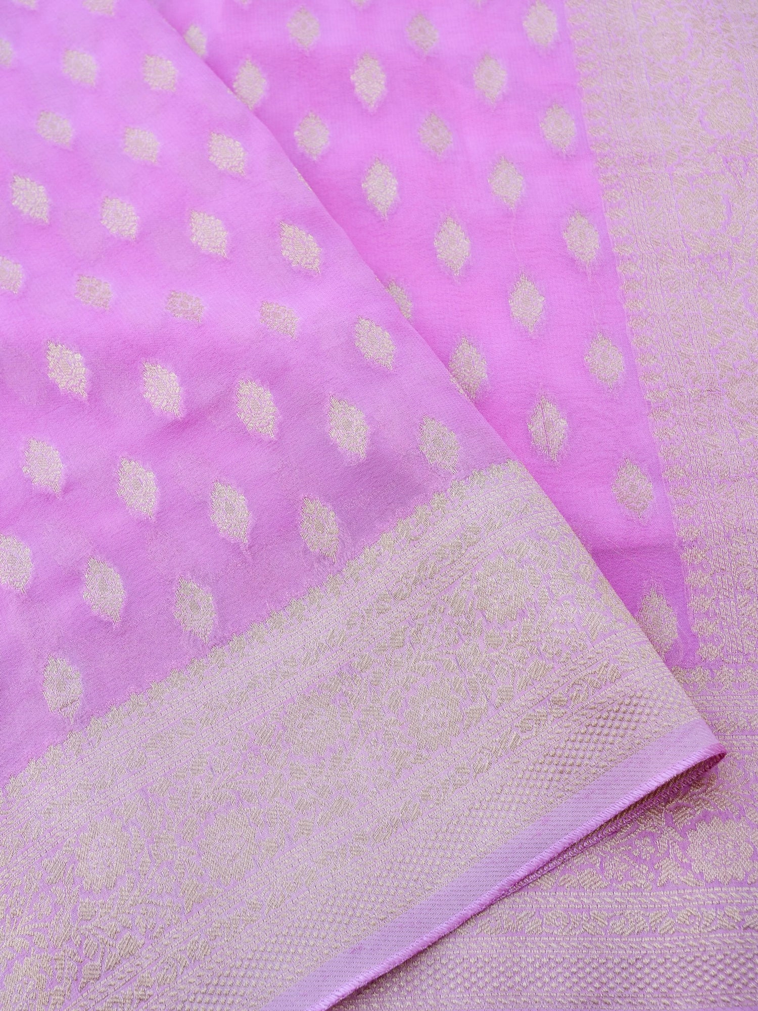 Pink Georgette Silk Buti Banarasi Saree