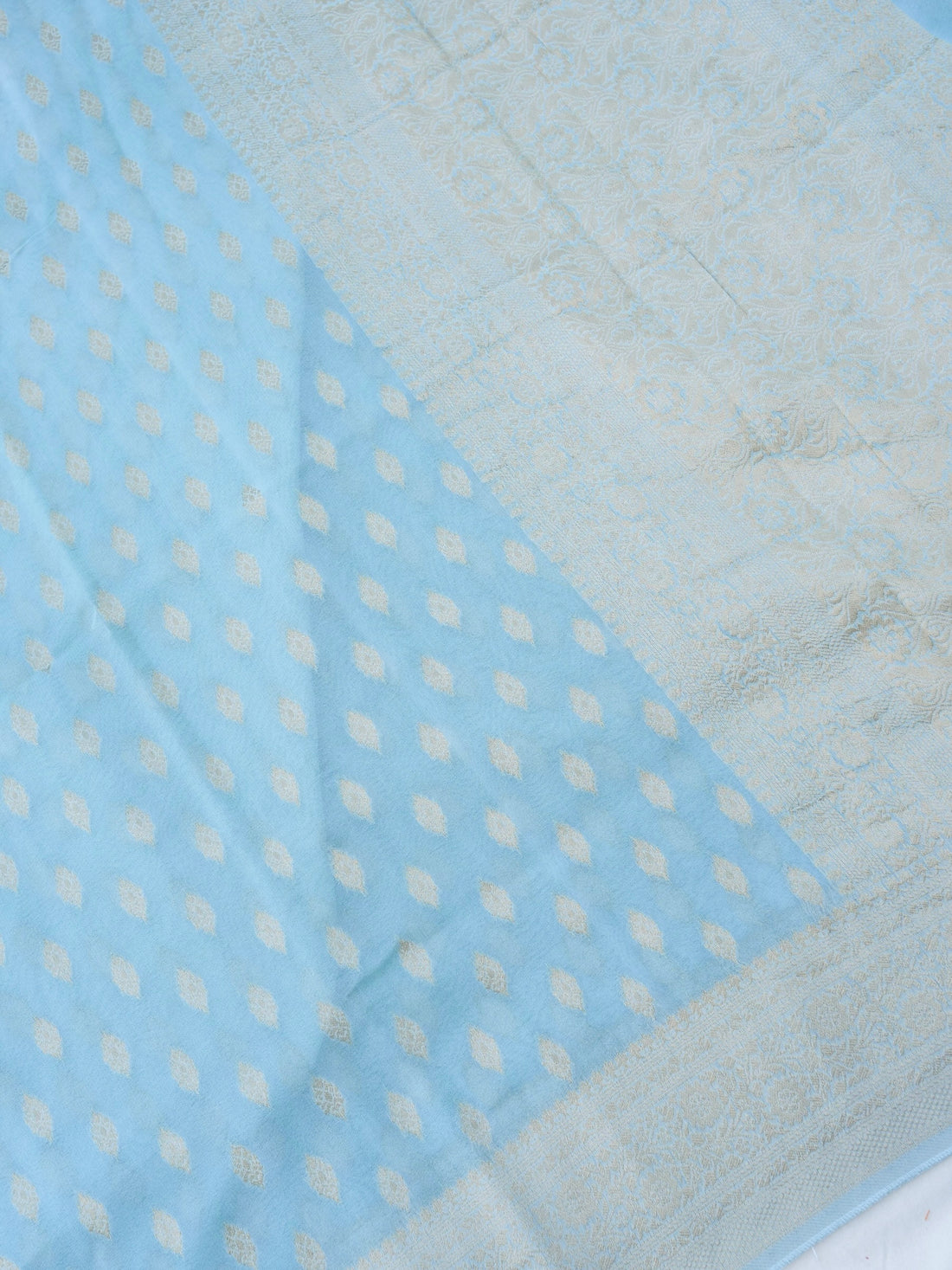 Sky Blue Georgette Silk Buti Banarasi Saree