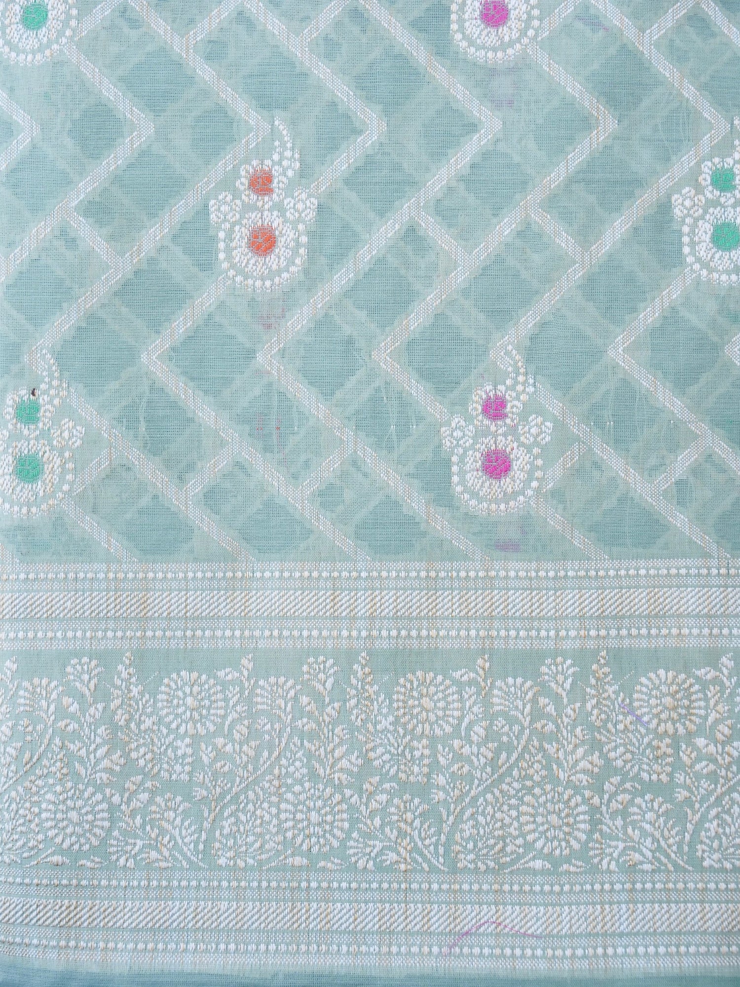 Green Banarasi Cotton Unstitched Suit Set