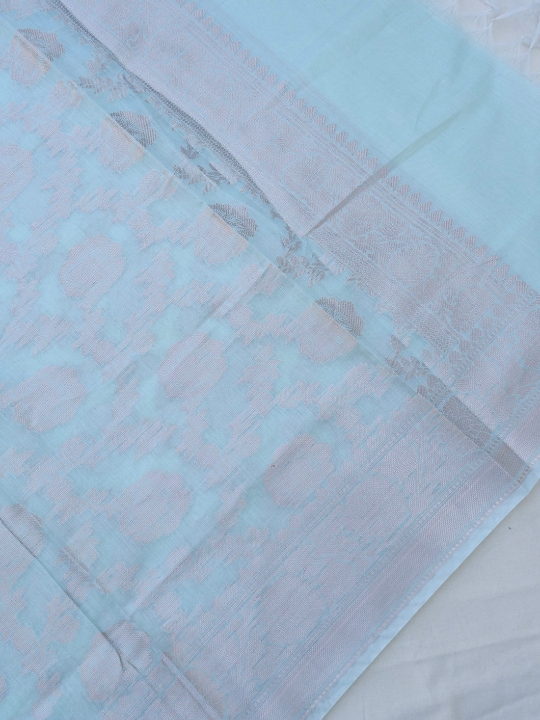 Blue Banarasi Cotton Unstitched Suit Set