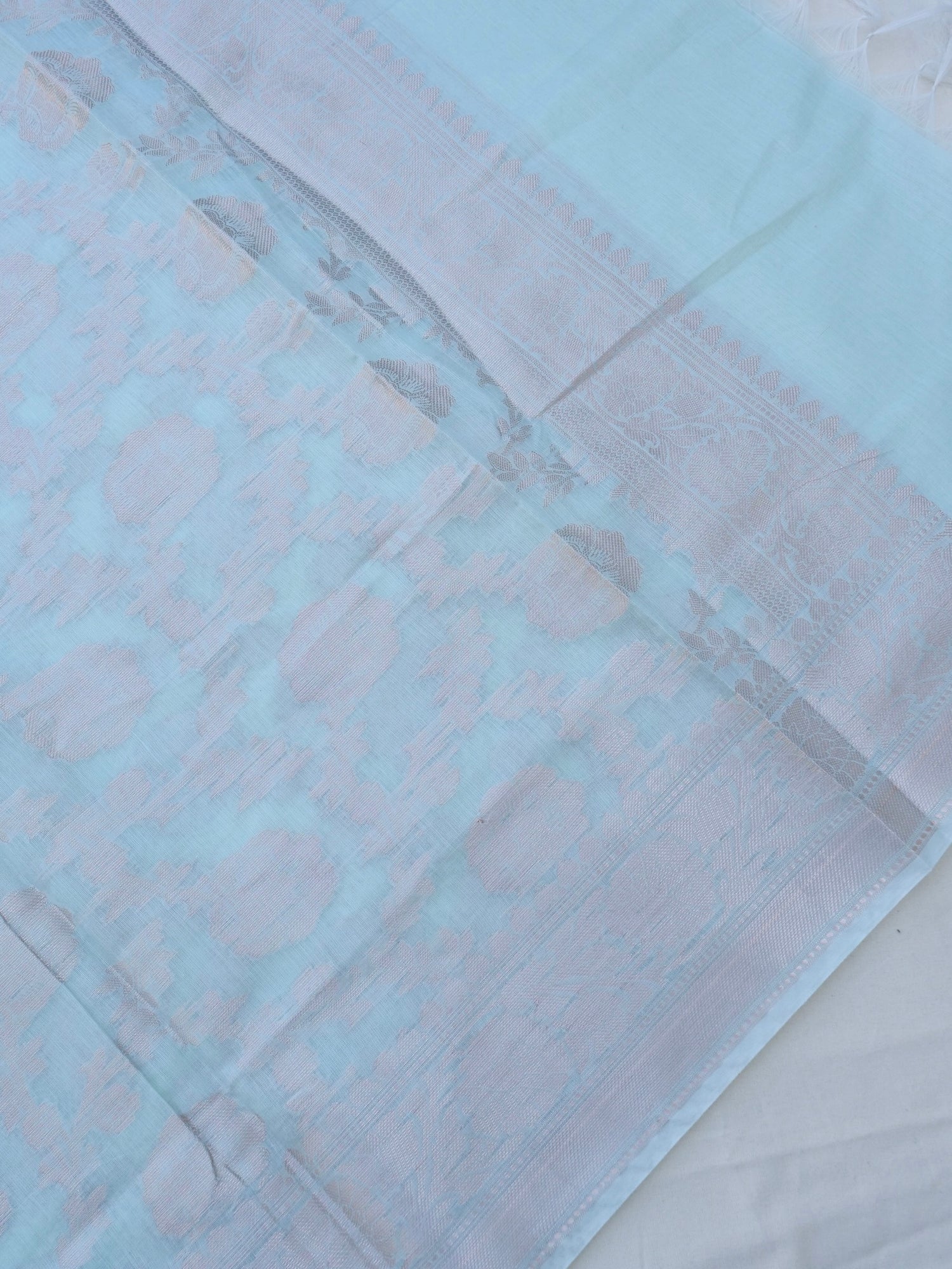 Blue Banarasi Cotton Unstitched Suit Set