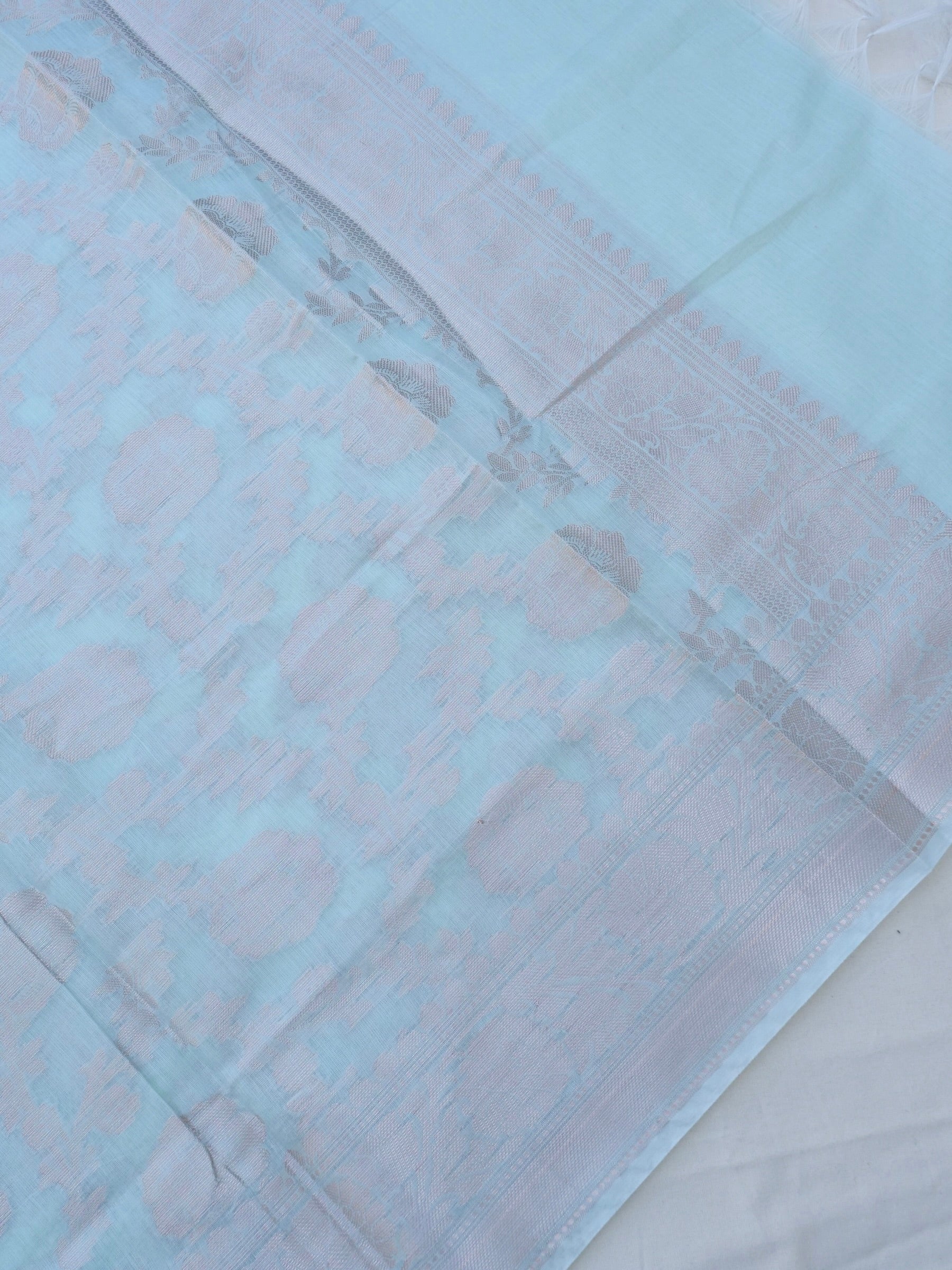 Blue Banarasi Cotton Unstitched Suit Set