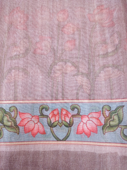 Pink Organza Silk Digital Print Pichwai Saree