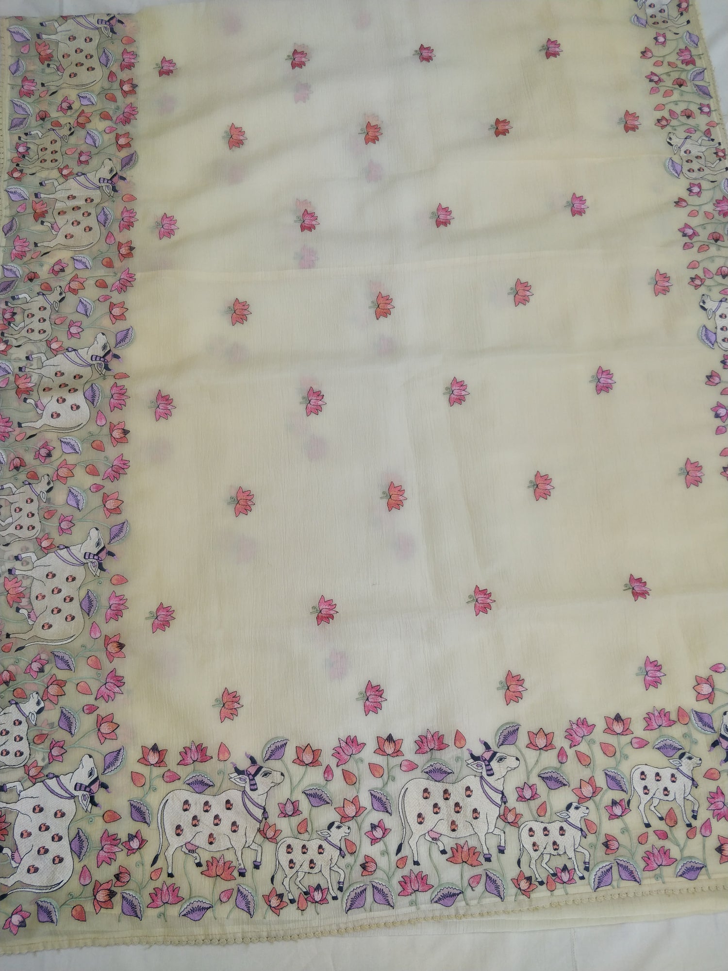 Yellow Tissue Pichwai Buti Banarasi Saree With Embroidery