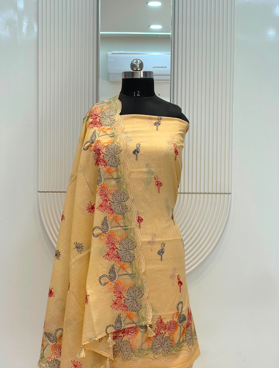 Yellow Mul Cotton Embroidery Suit Set