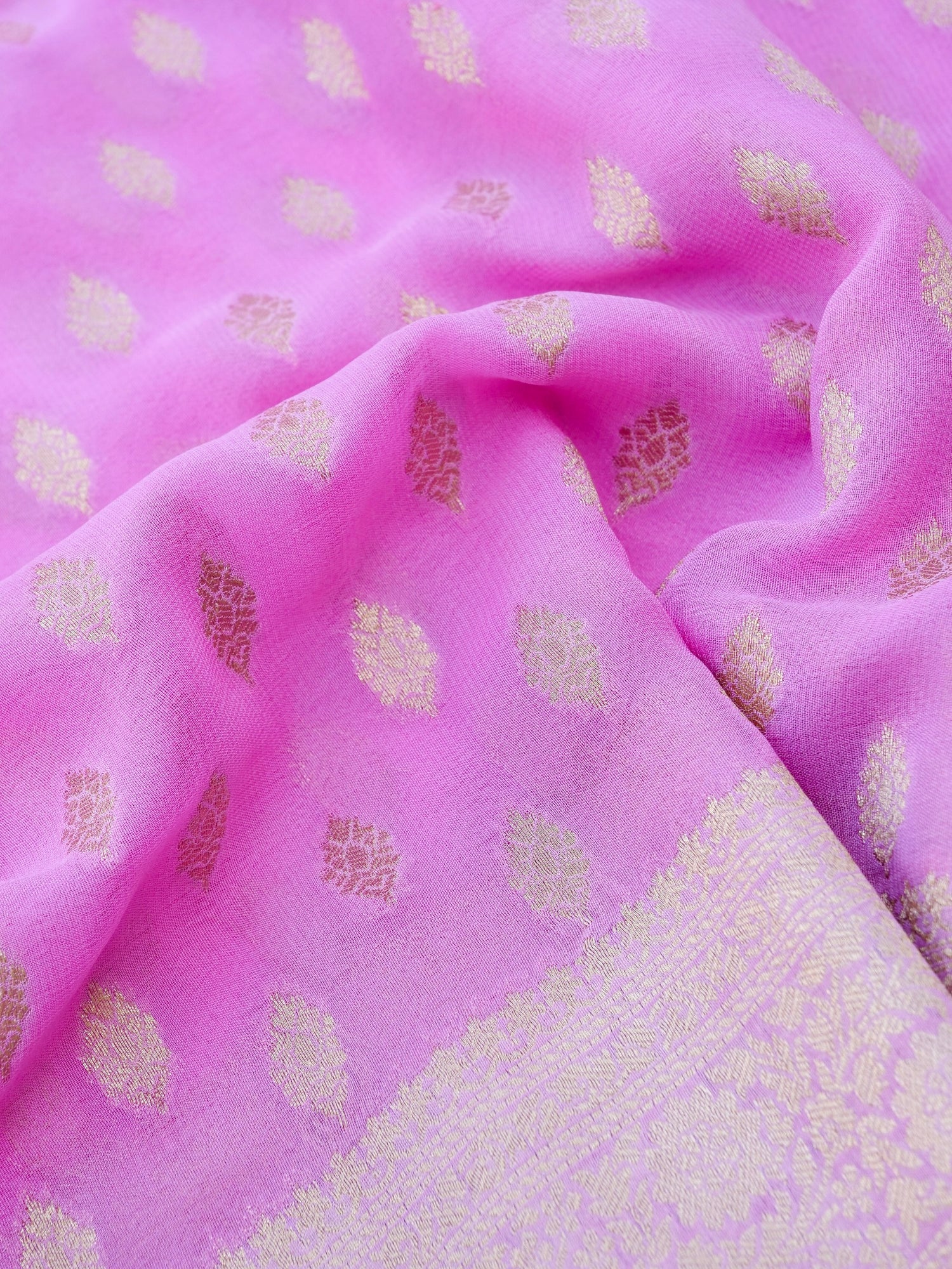 Pink Georgette Silk Buti Banarasi Saree