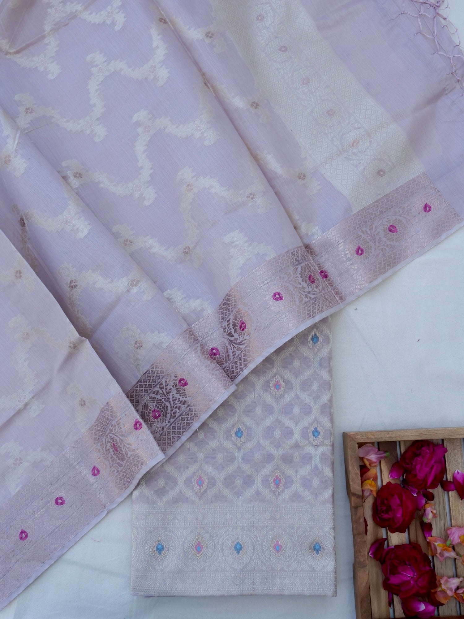Mauve  Banarasi Cotton Silk Unstitched Suit Set