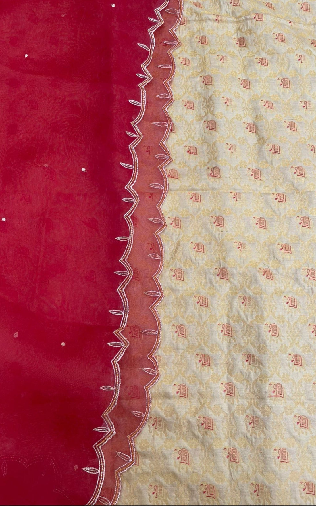 Gold Handwoven Shikargah Banarasi Suit Set