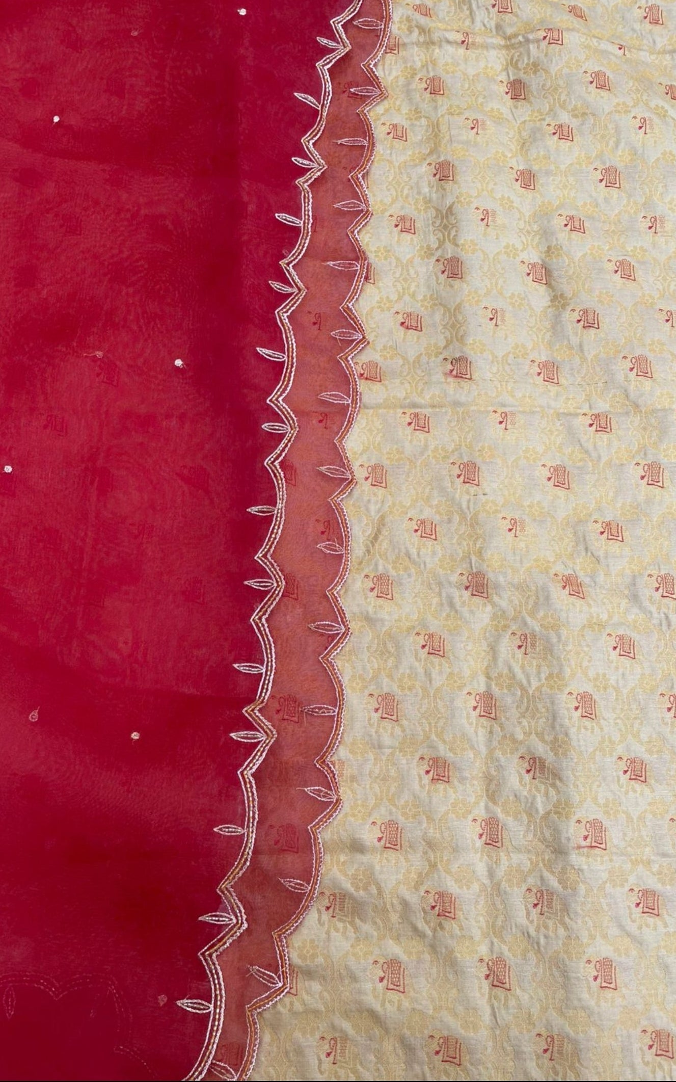 Gold Handwoven Shikargah Banarasi Suit Set