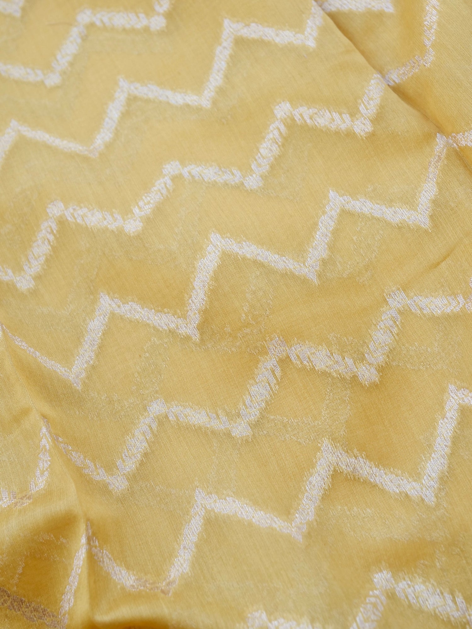 Yellow Cotton Unstitched Banarasi Suit Set