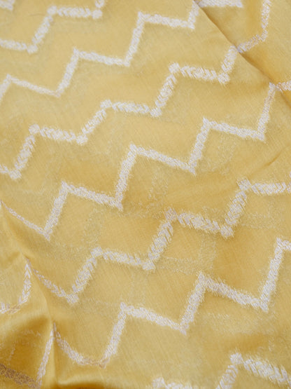 Yellow Cotton Unstitched Banarasi Suit Set