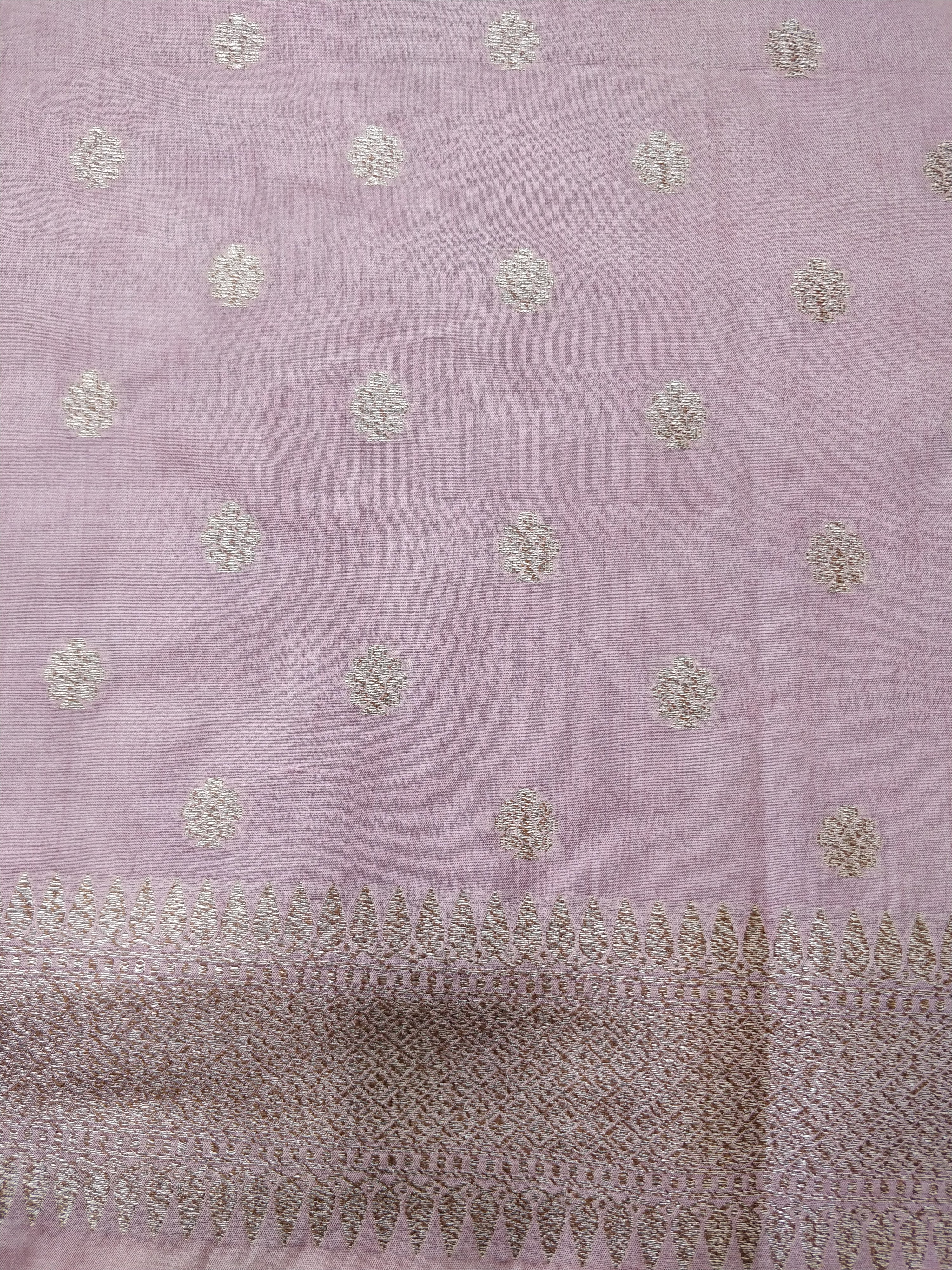 Mauve Cotton Silk Unstitched Banarasi Suit Set