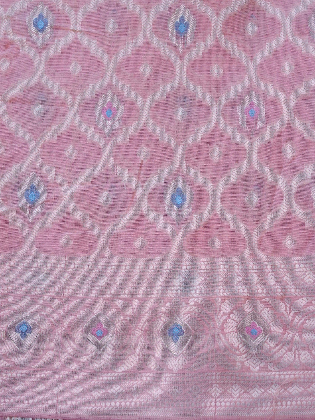 Pink Banarasi Cotton Silk Unstitched Suit Set