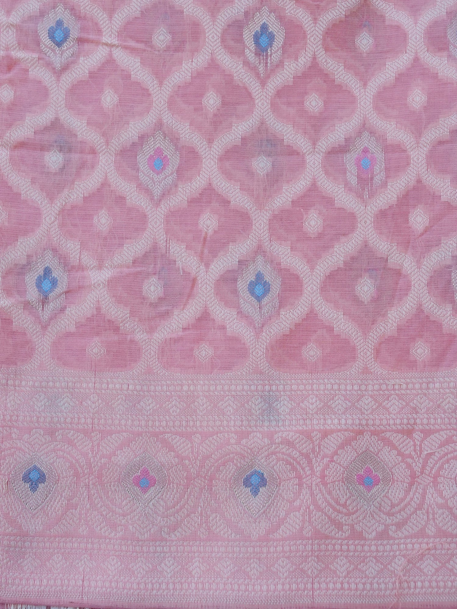 Pink Banarasi Cotton Silk Unstitched Suit Set