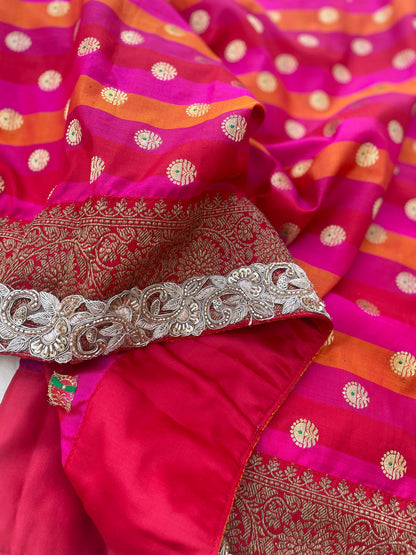 Rangkaat Handwoven  Kataan Silk Banarasi Saree with Embellished Border