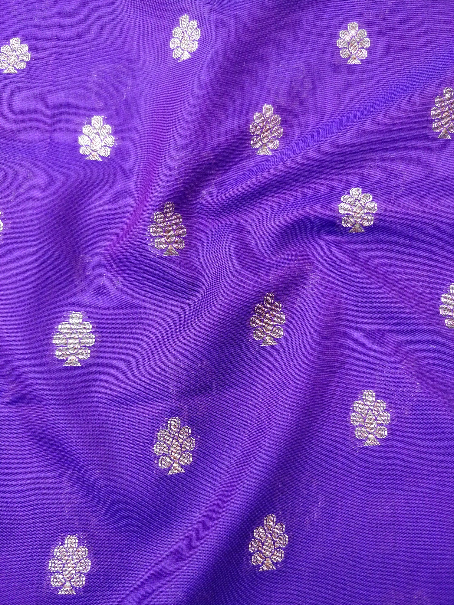 Purple Cotton Silk Unstitched Banarasi Suit Set
