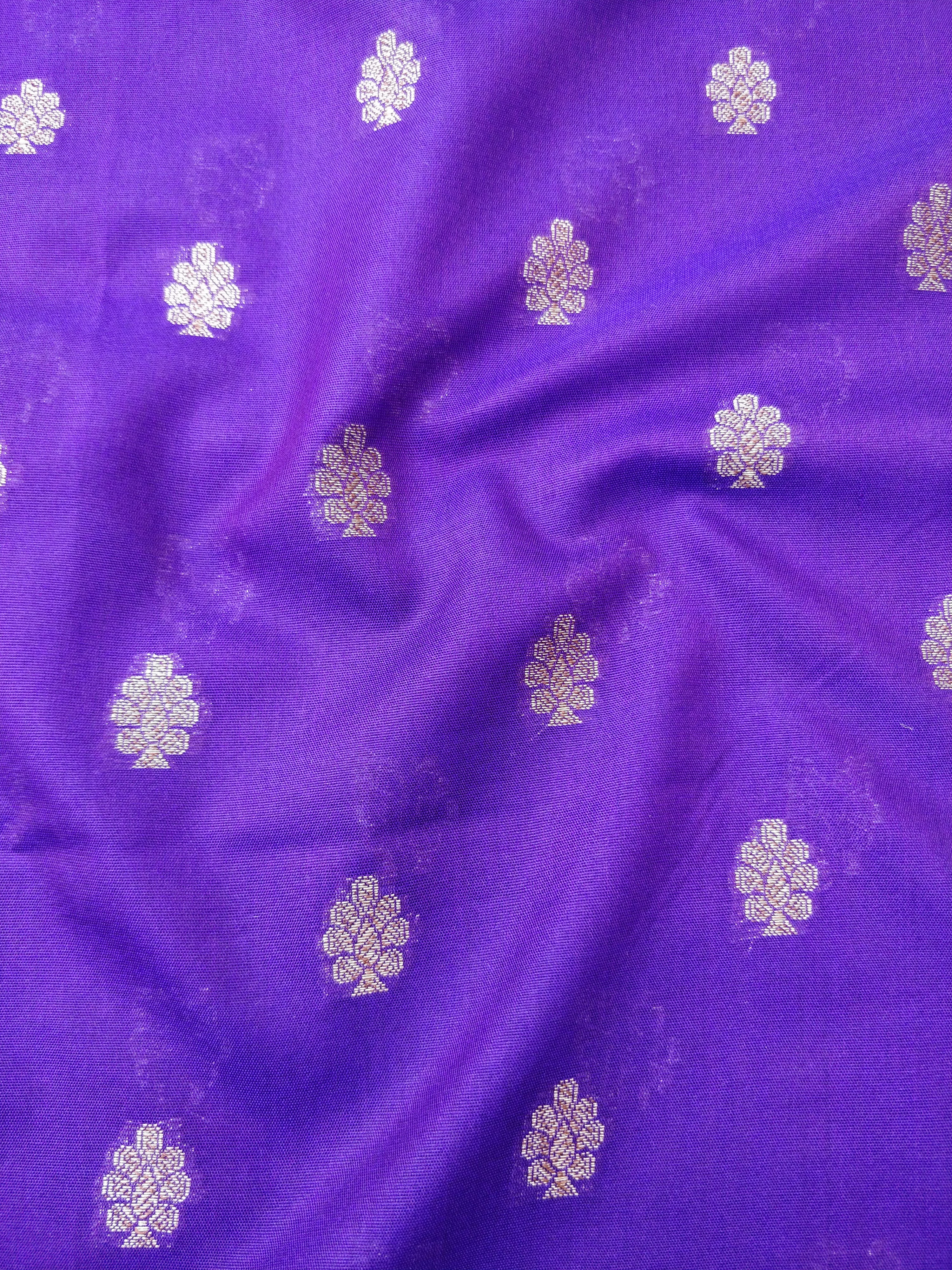 Purple Cotton Silk Unstitched Banarasi Suit Set