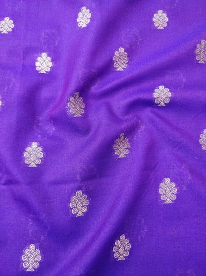 Purple Cotton Silk Unstitched Banarasi Suit Set